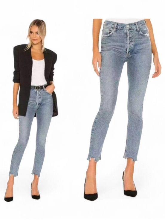 Agolde Denim - Agolde Jeans Agolde Nico High Rise Slim Fit Jeans Raw Hem Butten Fly